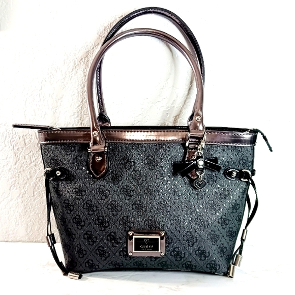 Guess Handbags - Guess Black and Silver Tote with Structured Design